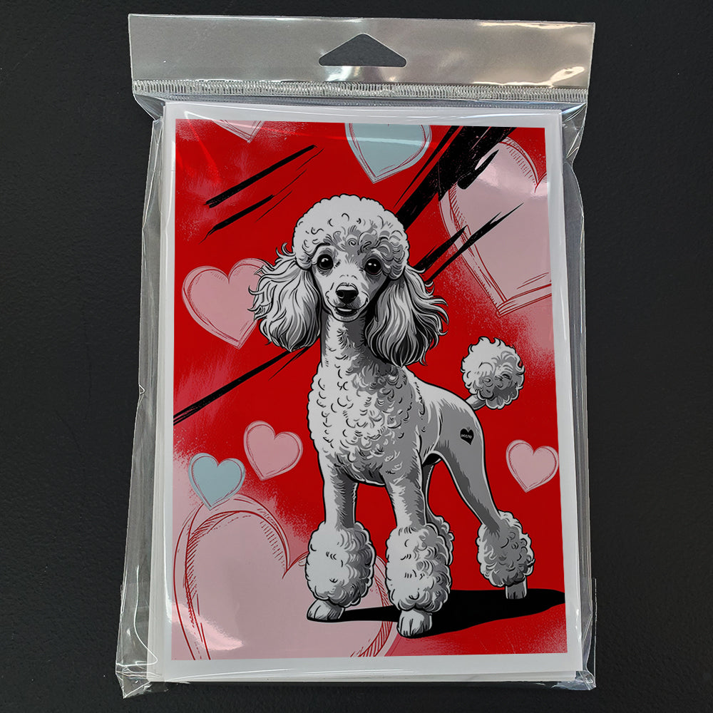 White Toy Poodle Happy Valentine's Day Greeting Cards Pack of 8