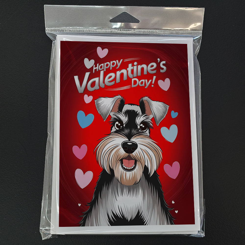 Schnauzer Happy Valentine's Day Greeting Cards Pack of 8