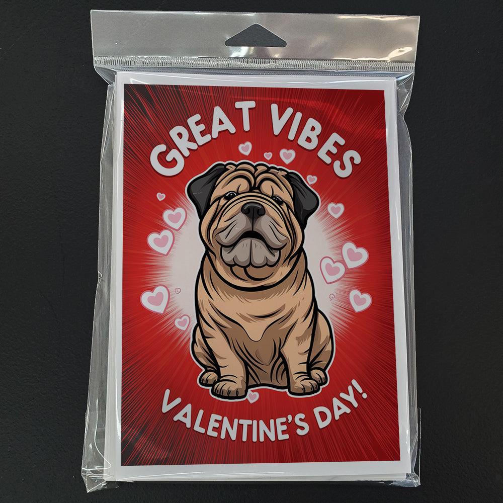 Shar Pei Happy Valentine's Day Greeting Cards Pack of 8