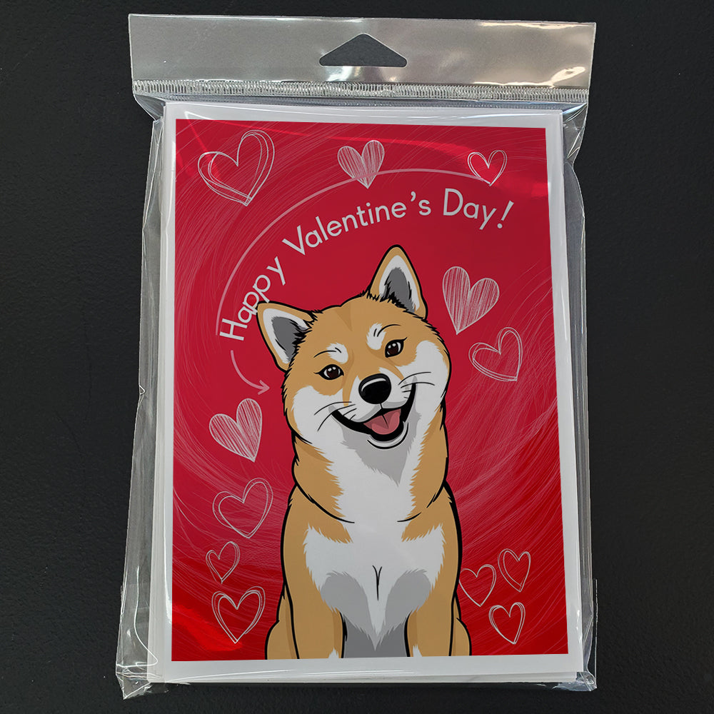 Shiba Inu Happy Valentine's Day Greeting Cards Pack of 8
