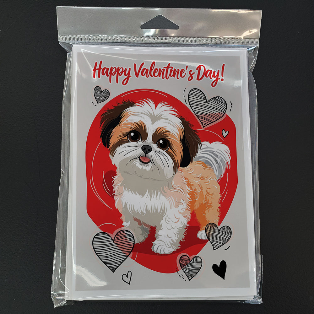 Shih Tzu Happy Valentine's Day Greeting Cards Pack of 8