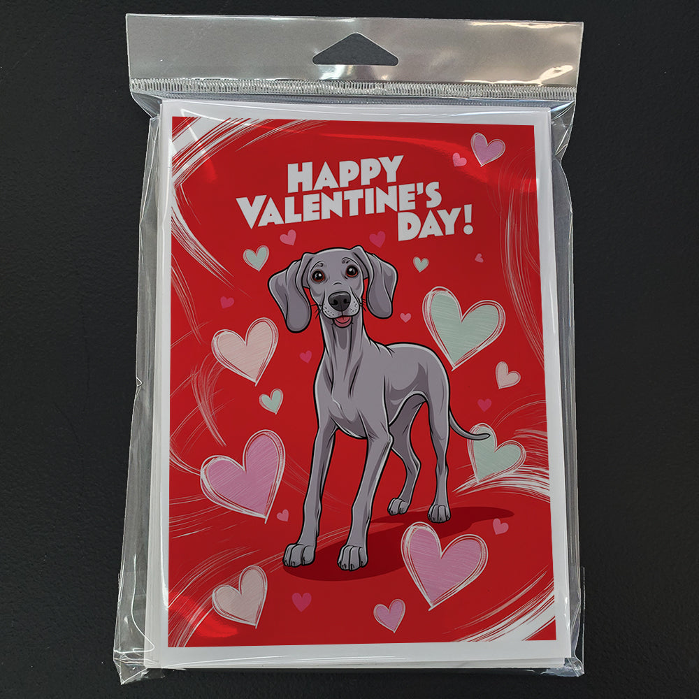 Weimaraner Happy Valentine's Day Greeting Cards Pack of 8