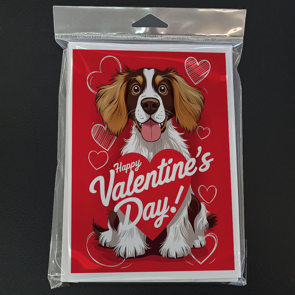 Welsh Springer Spaniel Happy Valentine's Day Greeting Cards Pack of 8