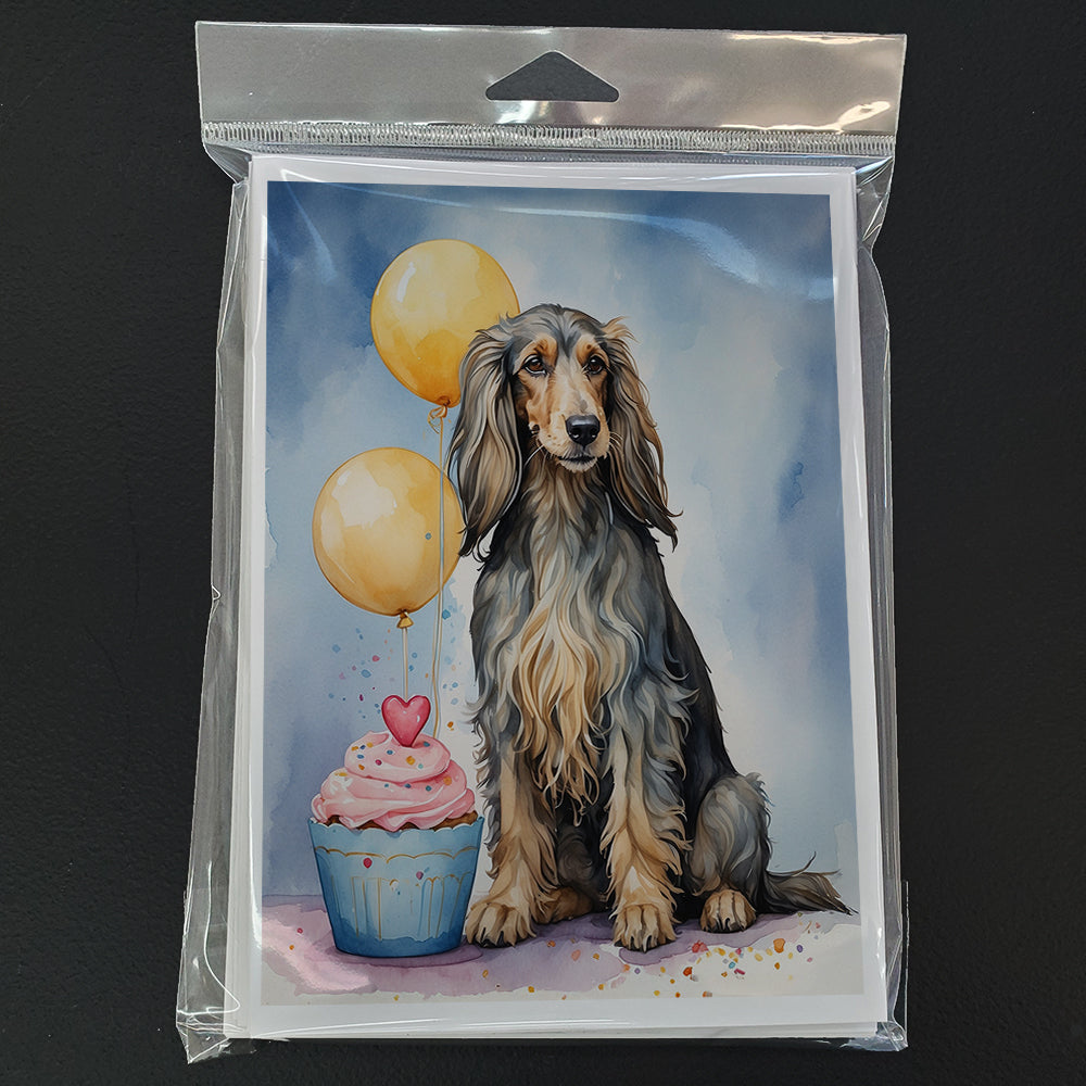 Afghan Hound Happy Birthday Greeting Cards Pack of 8