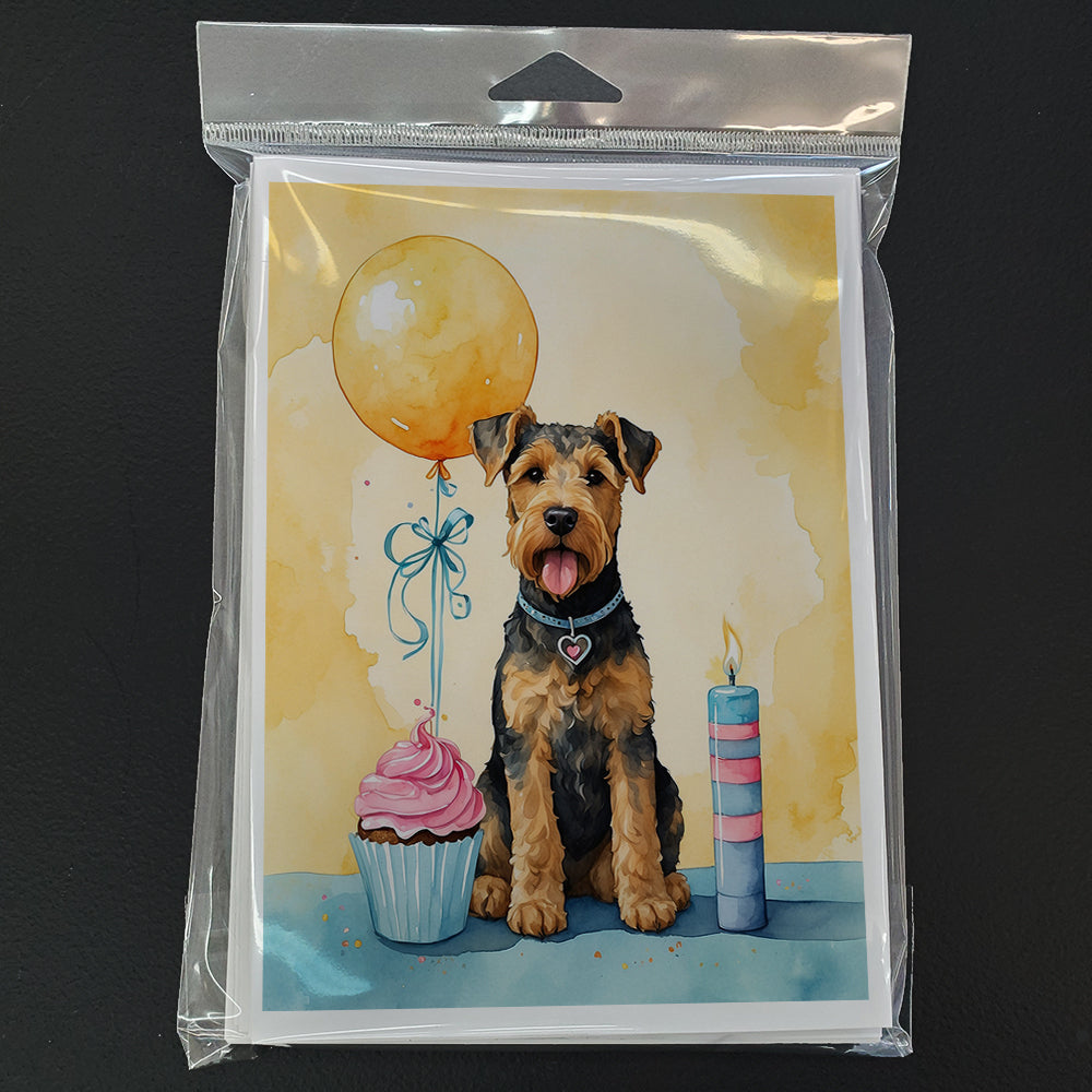 Airedale Terrier Happy Birthday Greeting Cards Pack of 8