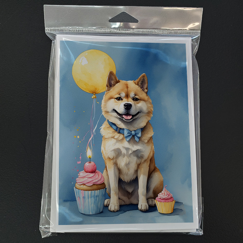 Akita Happy Birthday Greeting Cards Pack of 8