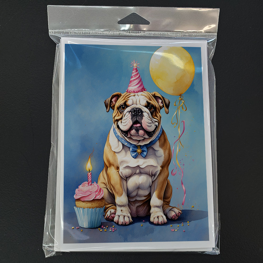 English Bulldog Happy Birthday Greeting Cards Pack of 8