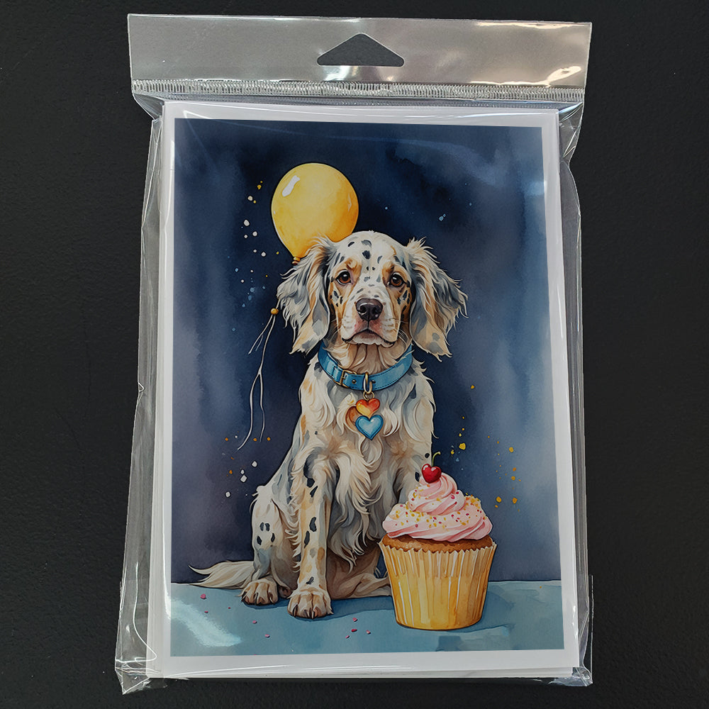 English Setter Happy Birthday Greeting Cards Pack of 8