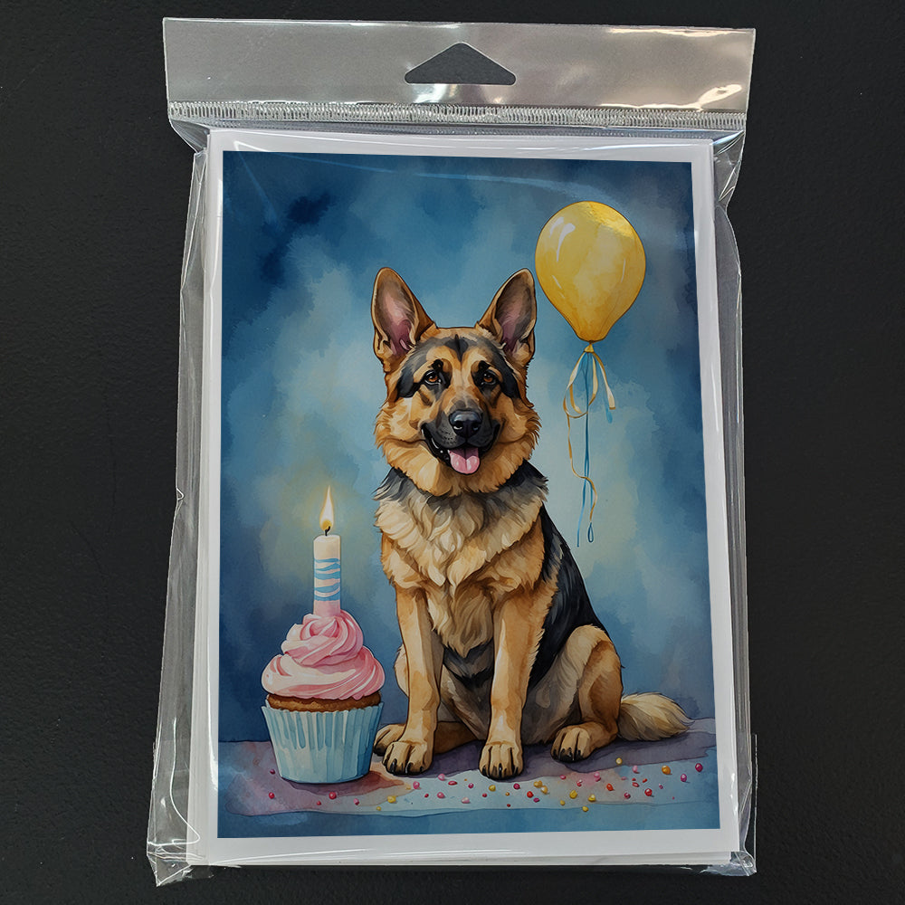 German Shepherd Happy Birthday Greeting Cards Pack of 8
