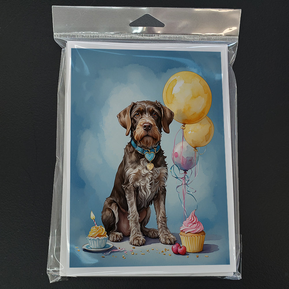 German Wirehaired Pointer Happy Birthday Greeting Cards Pack of 8