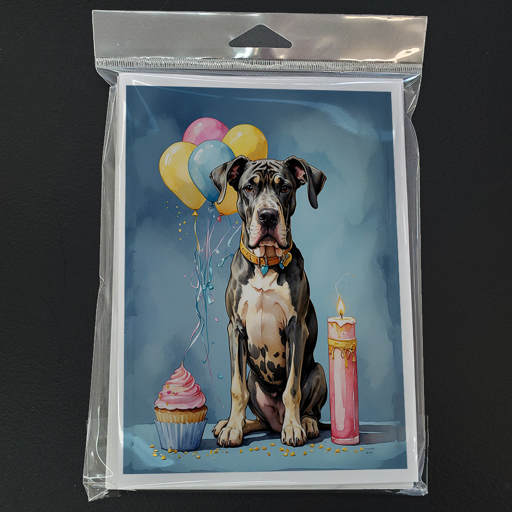 Great Dane Happy Birthday Greeting Cards Pack of 8