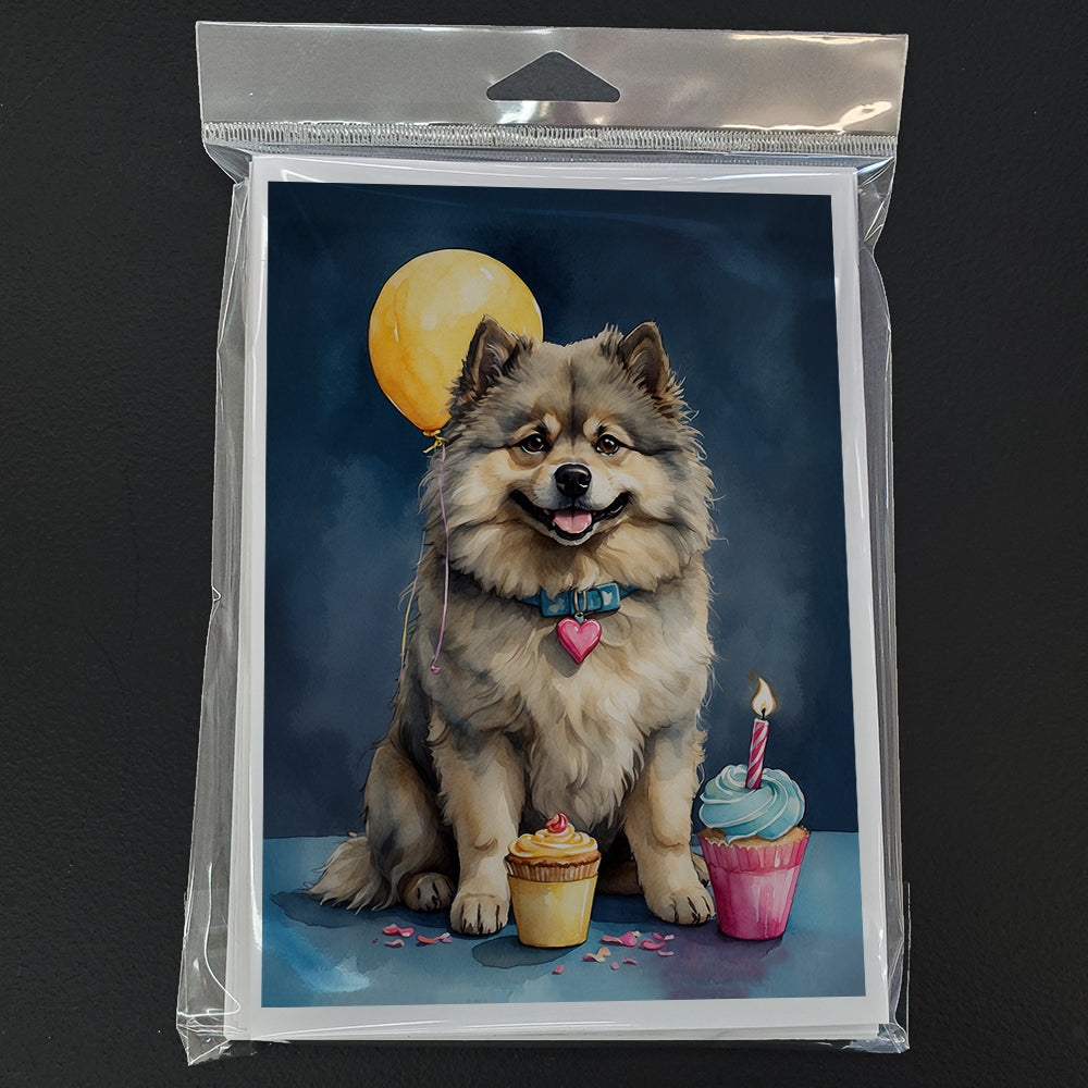 Keeshond Happy Birthday Greeting Cards Pack of 8