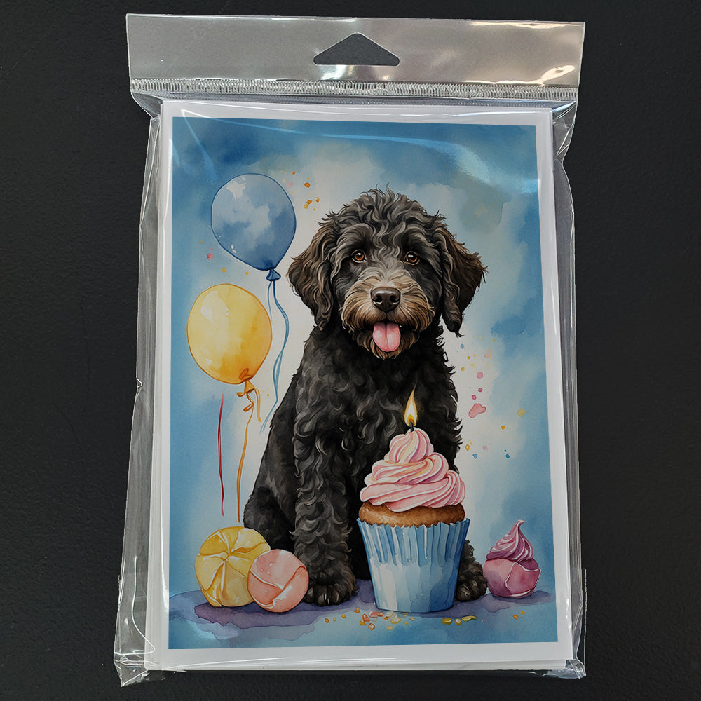 Labradoodle Black Happy Birthday Greeting Cards Pack of 8