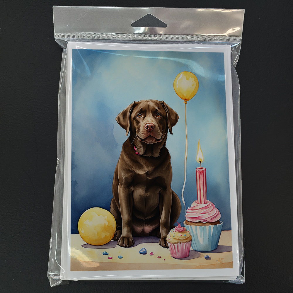 Chocolate Labrador Retriever Happy Birthday Greeting Cards Pack of 8