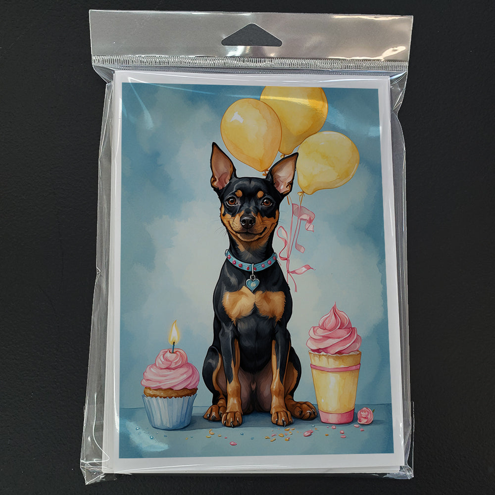 Miniature Pinscher Happy Birthday Greeting Cards Pack of 8