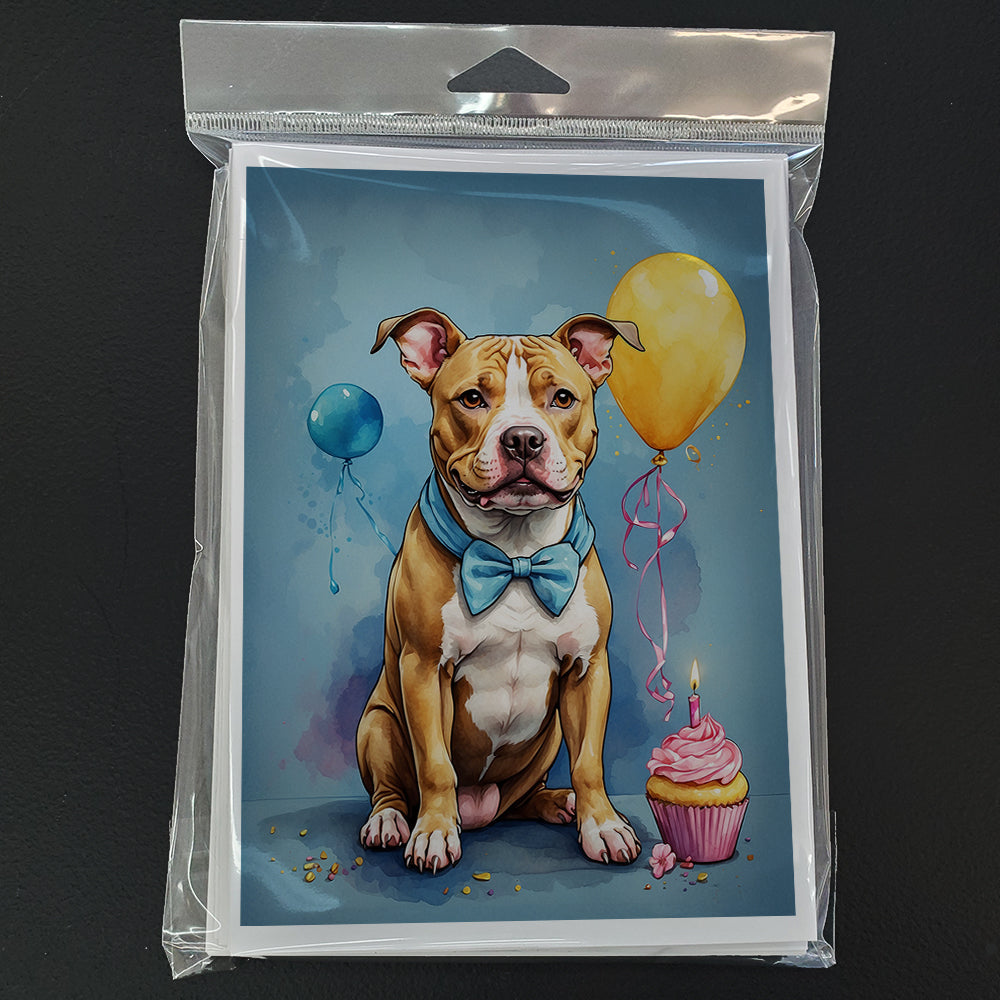 Pit Bull Terrier Happy Birthday Greeting Cards Pack of 8