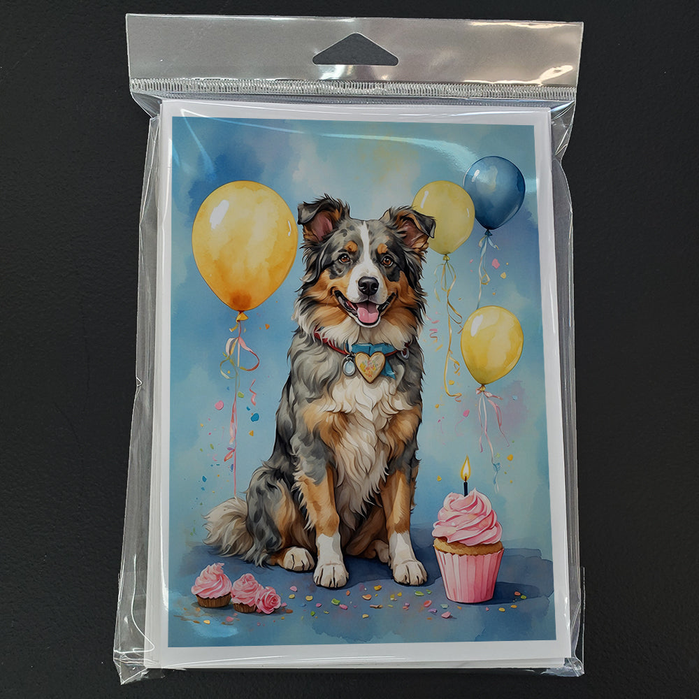 Australian Shepherd Happy Birthday Greeting Cards Pack of 8