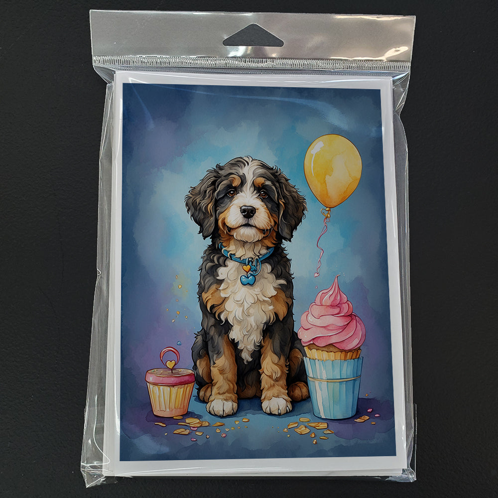 Bernedoodle Happy Birthday Greeting Cards Pack of 8