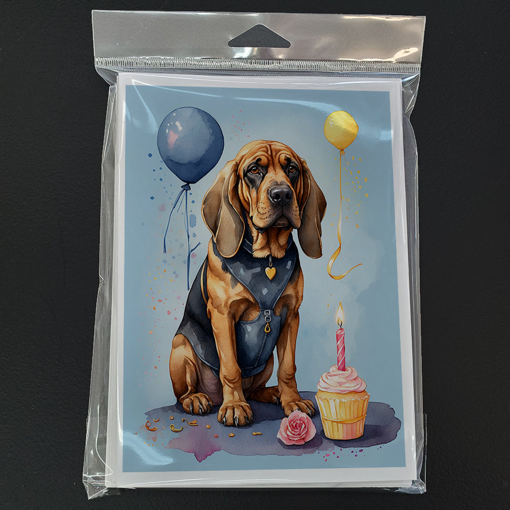 Bloodhound Happy Birthday Greeting Cards Pack of 8