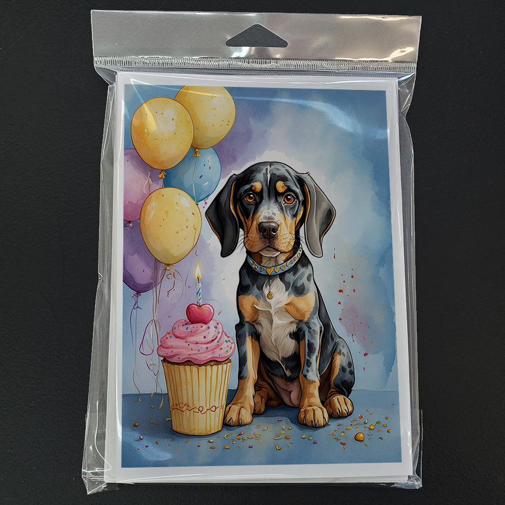 Bluetick Coonhound Happy Birthday Greeting Cards Pack of 8