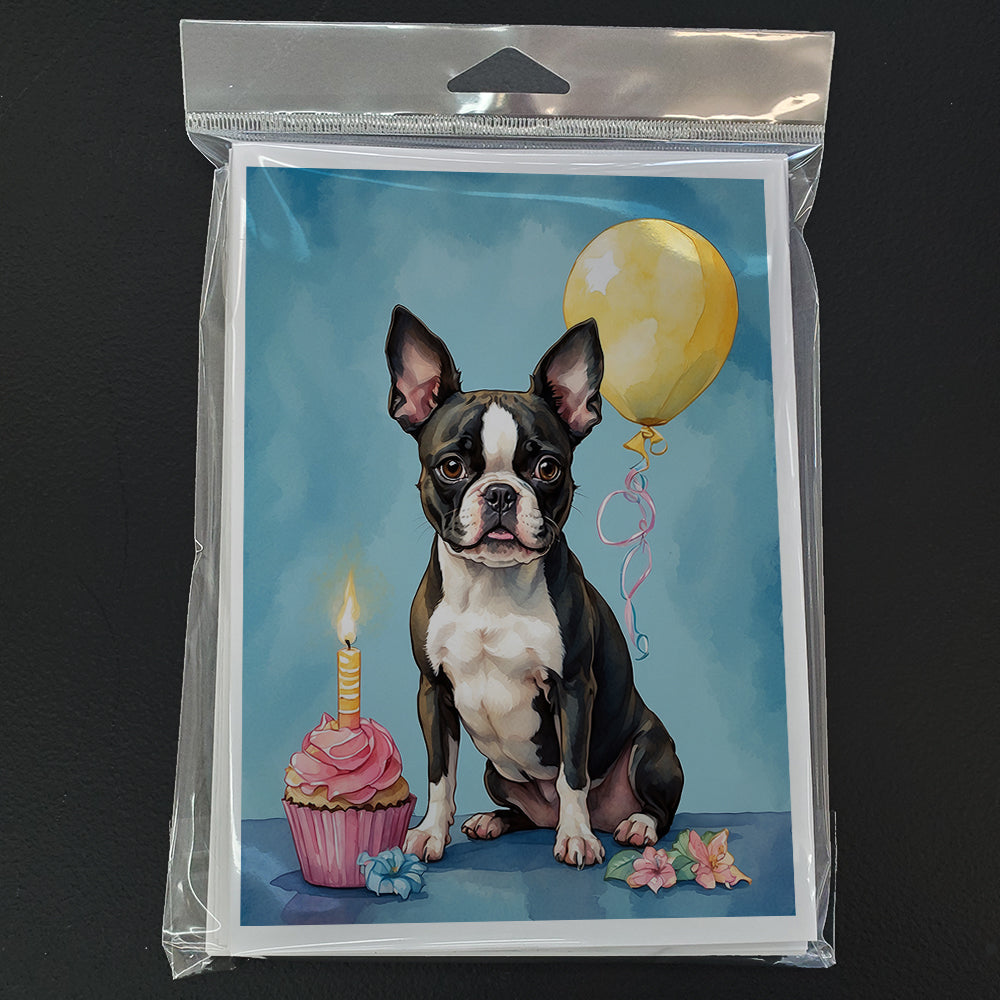 Boston Terrier Happy Birthday Greeting Cards Pack of 8