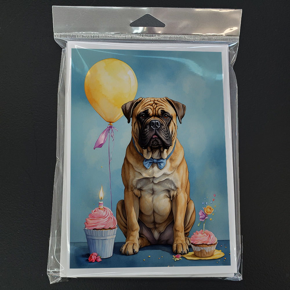 Bullmastiff Happy Birthday Greeting Cards Pack of 8