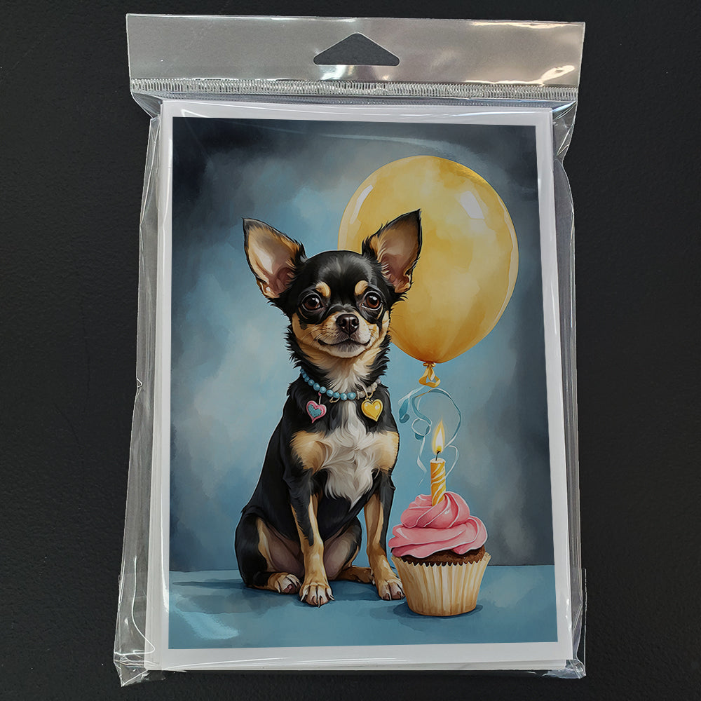 Black and Tan Chihuahua Happy Birthday Greeting Cards Pack of 8
