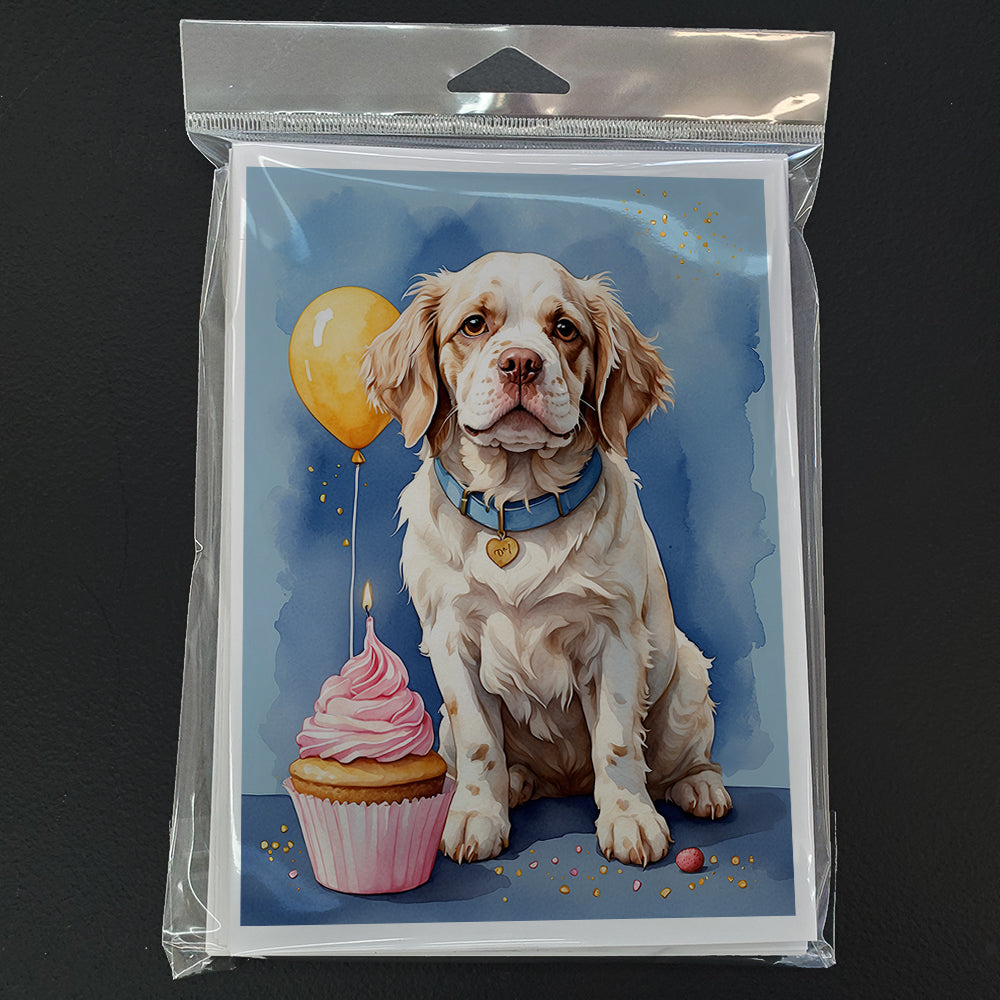 Clumber Spaniel Happy Birthday Greeting Cards Pack of 8