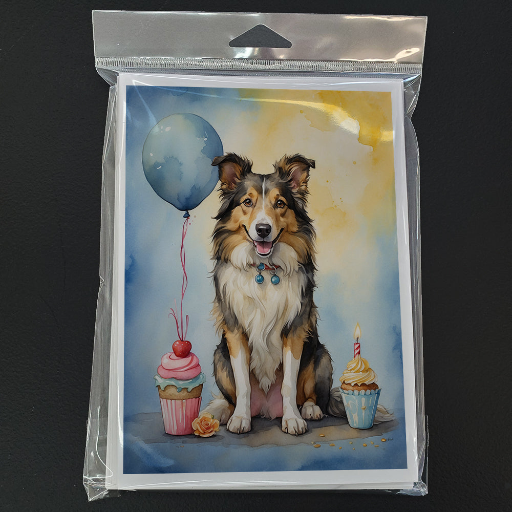 Collie Happy Birthday Greeting Cards Pack of 8