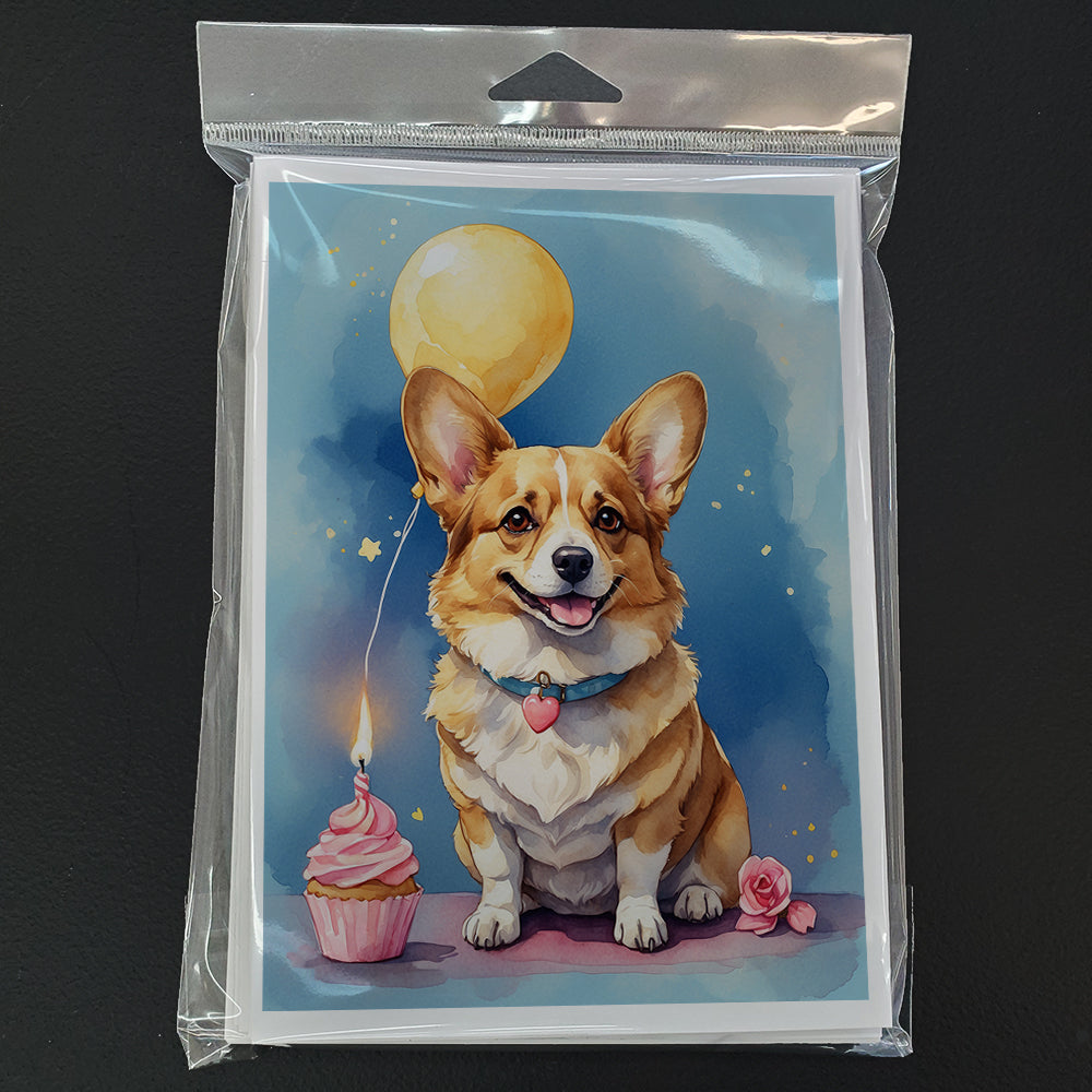 Corgi Happy Birthday Greeting Cards Pack of 8