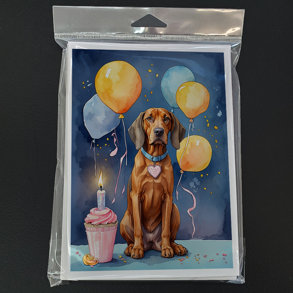 Redbone Coonhound Happy Birthday Greeting Cards Pack of 8