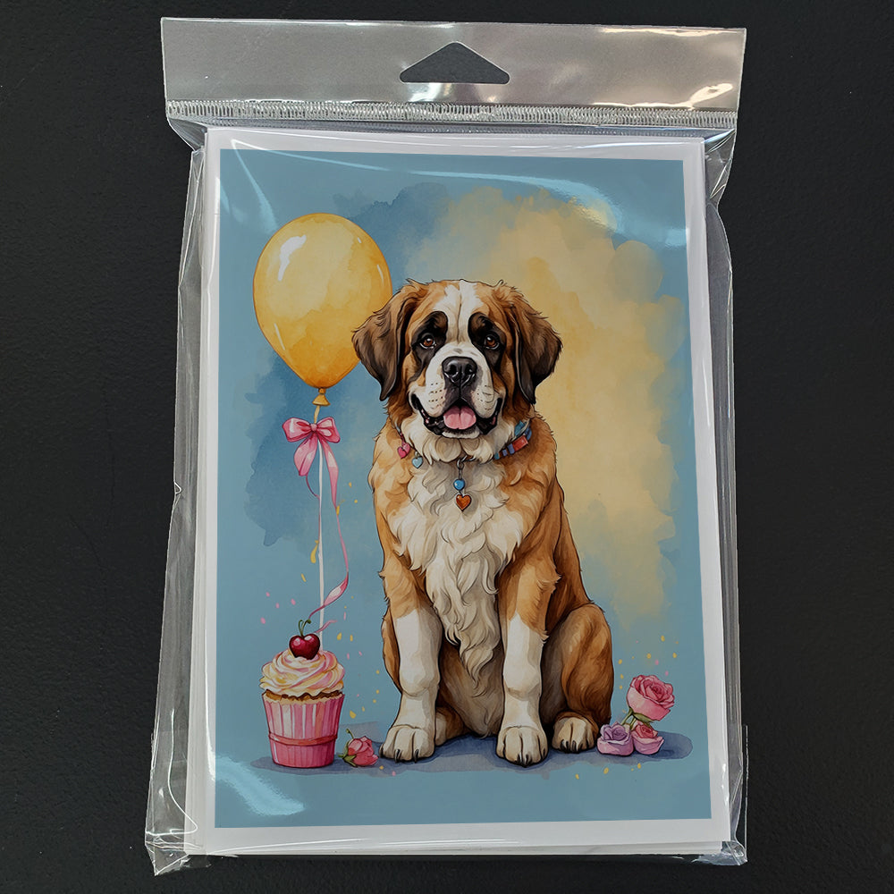 Saint Bernard Happy Birthday Greeting Cards Pack of 8