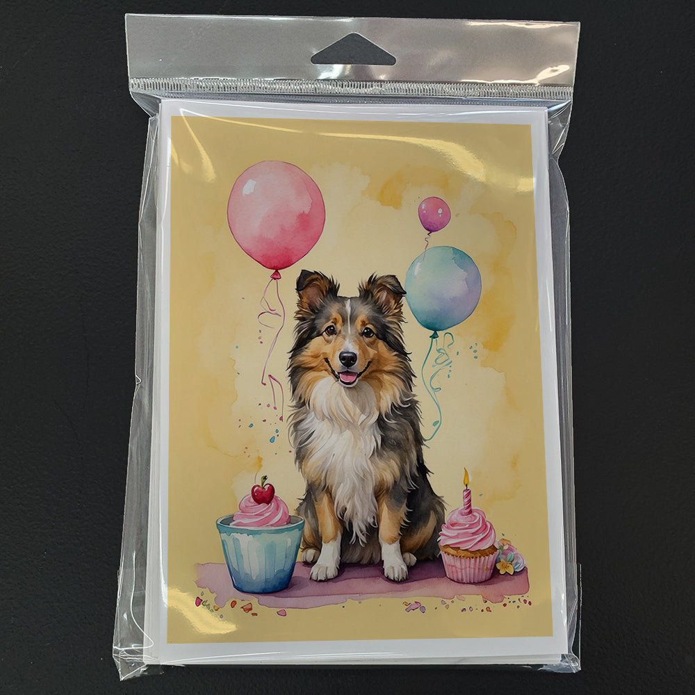 Sheltie Happy Birthday Greeting Cards Pack of 8