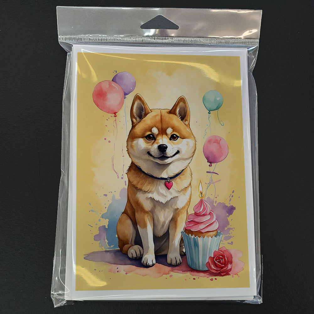 Shiba Inu Happy Birthday Greeting Cards Pack of 8