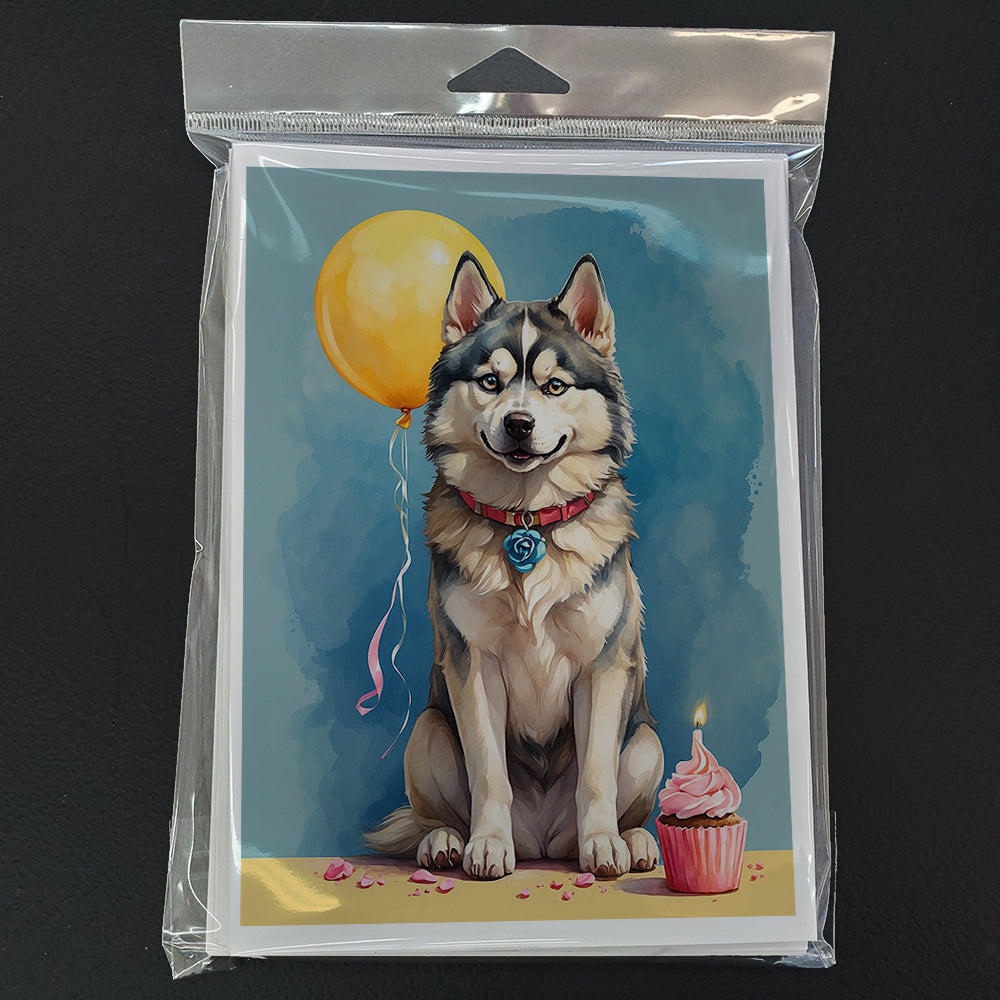 Siberian Husky Happy Birthday Greeting Cards Pack of 8