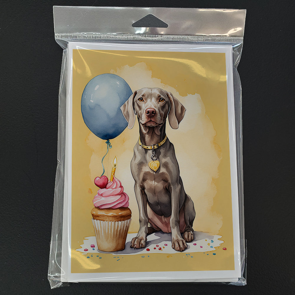 Weimaraner Happy Birthday Greeting Cards Pack of 8