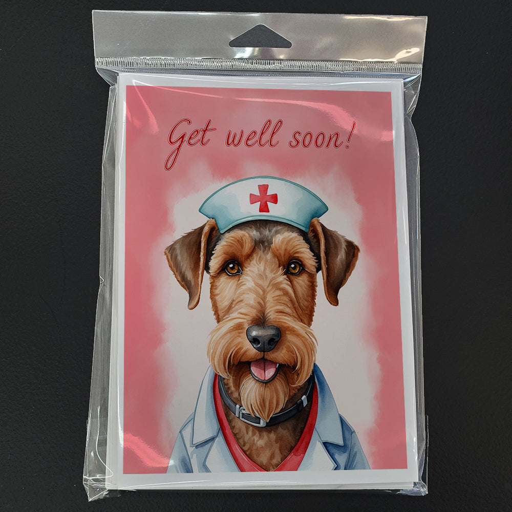Airedale Terrier Get Well Soon Greeting Cards Pack of 8