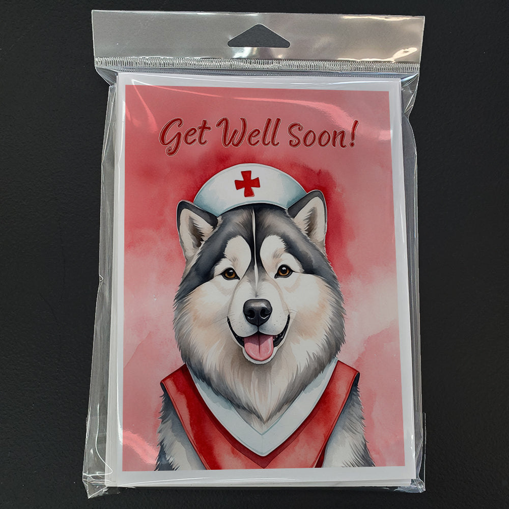 Alaskan Malamute Get Well Soon Greeting Cards Pack of 8