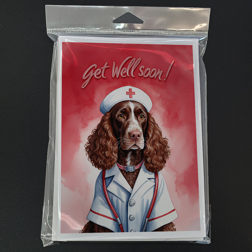American Water Spaniel Get Well Soon Greeting Cards Pack of 8