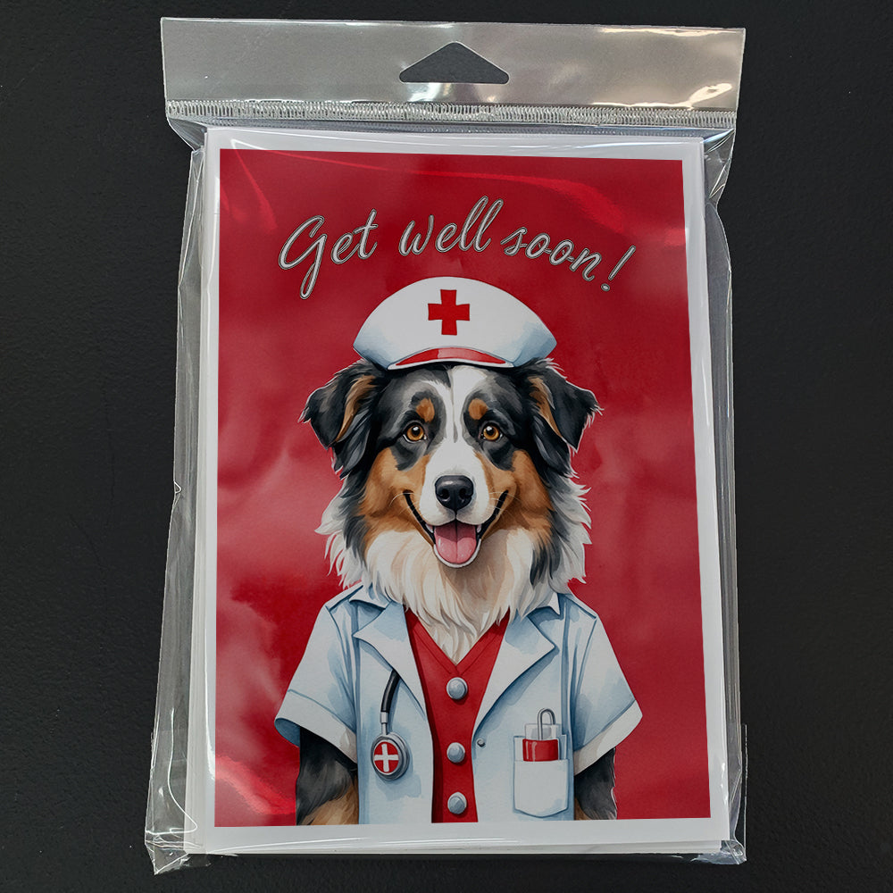 Australian Shepherd Get Well Soon Greeting Cards Pack of 8
