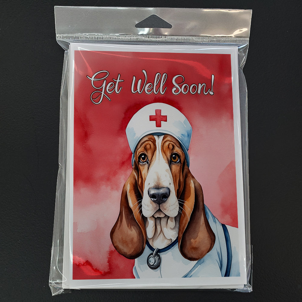 Basset Hound Get Well Soon Greeting Cards Pack of 8