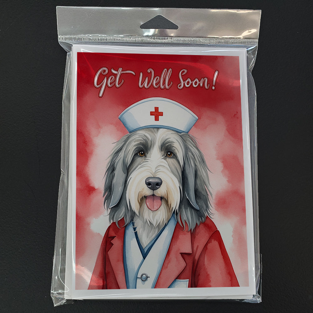 Bearded Collie Get Well Soon Greeting Cards Pack of 8