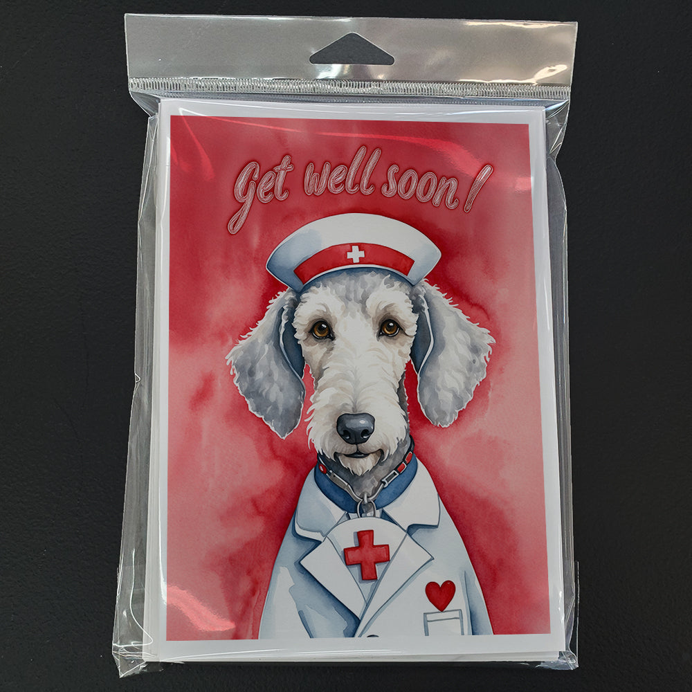 Bedlington Terrier Get Well Soon Greeting Cards Pack of 8