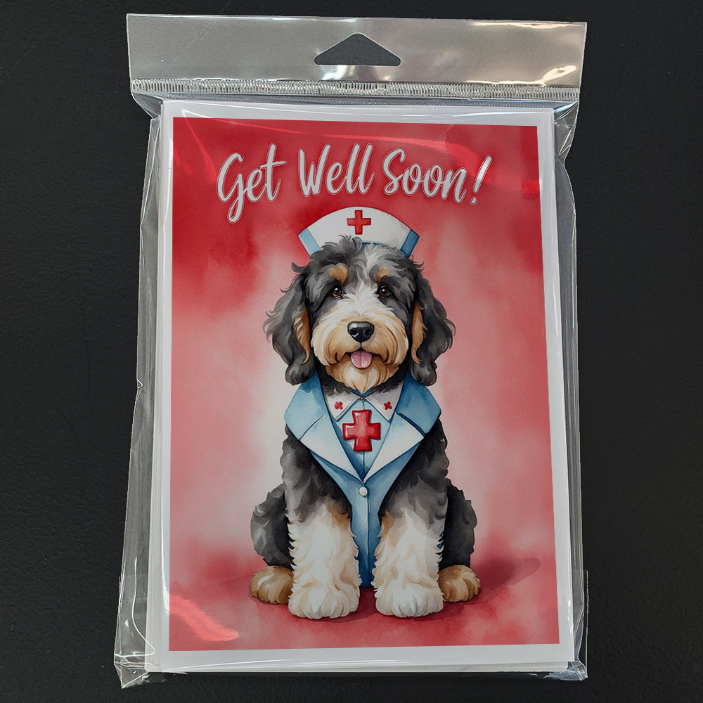 Bernedoodle Get Well Soon Greeting Cards Pack of 8