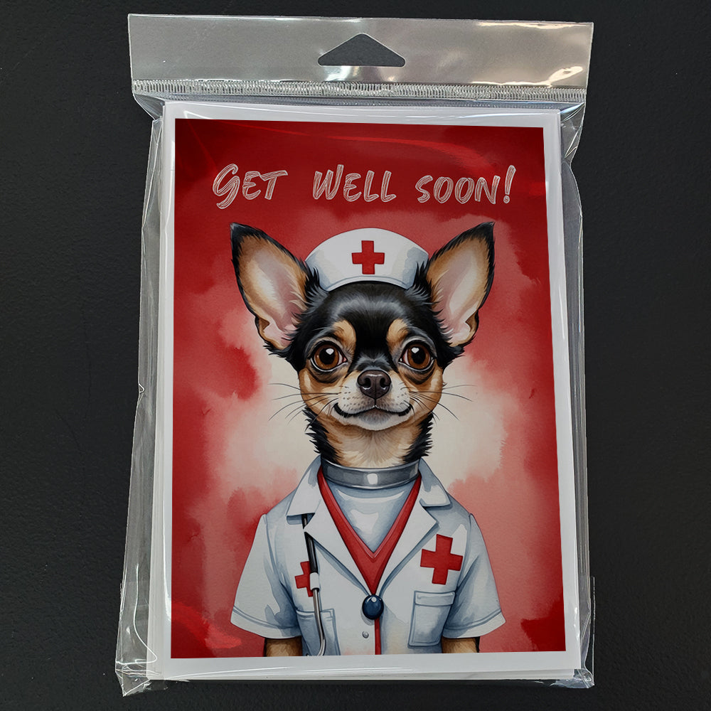 Black and Tan Chihuahua Get Well Soon Greeting Cards Pack of 8
