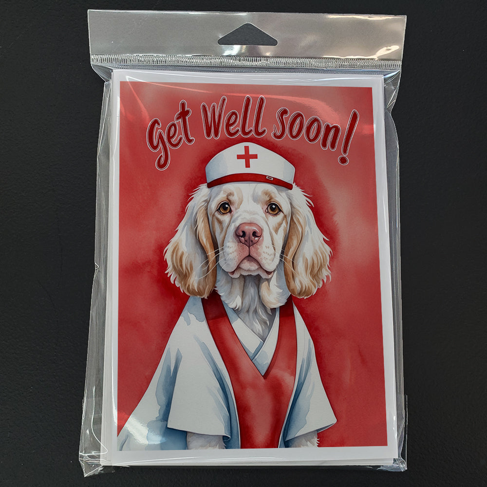 Clumber Spaniel Get Well Soon Greeting Cards Pack of 8