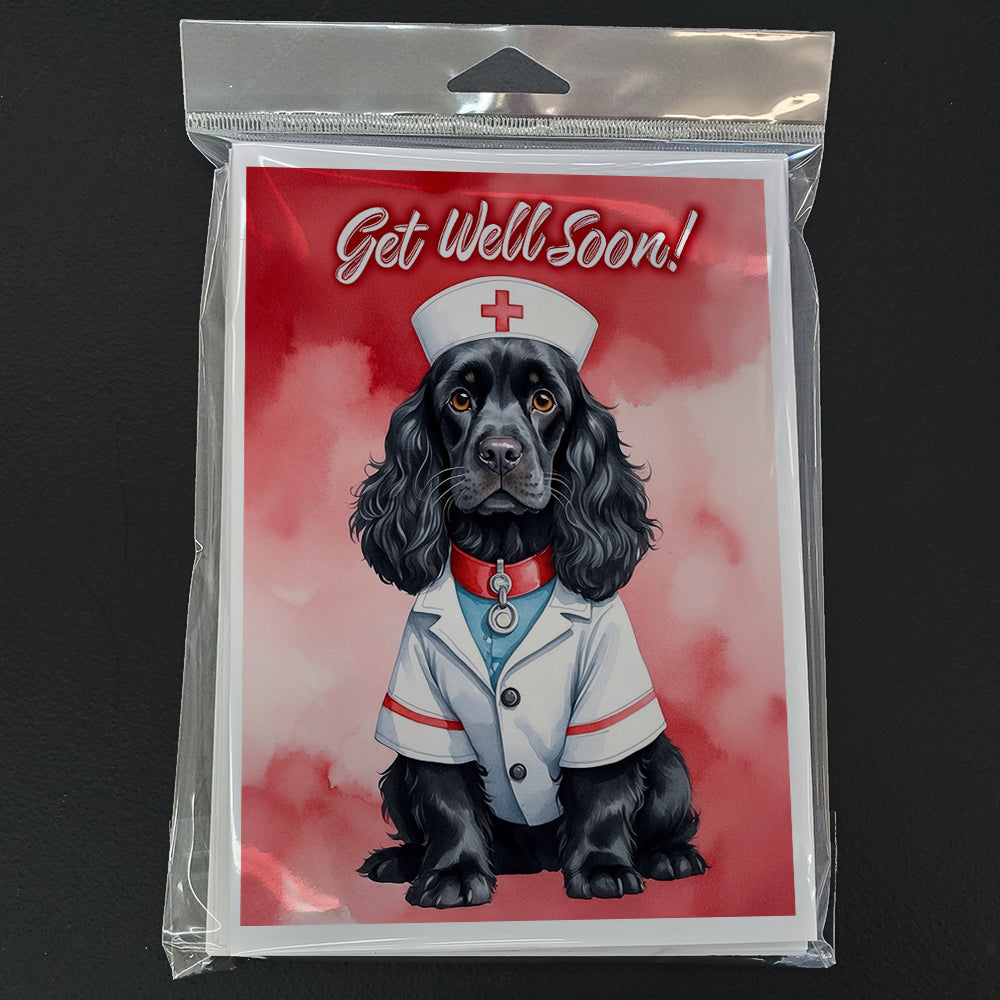Black Cocker Spaniel Get Well Soon Greeting Cards Pack of 8