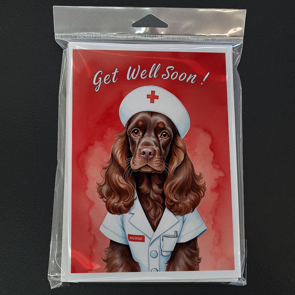 Chocolate Cocker Spaniel Get Well Soon Greeting Cards Pack of 8