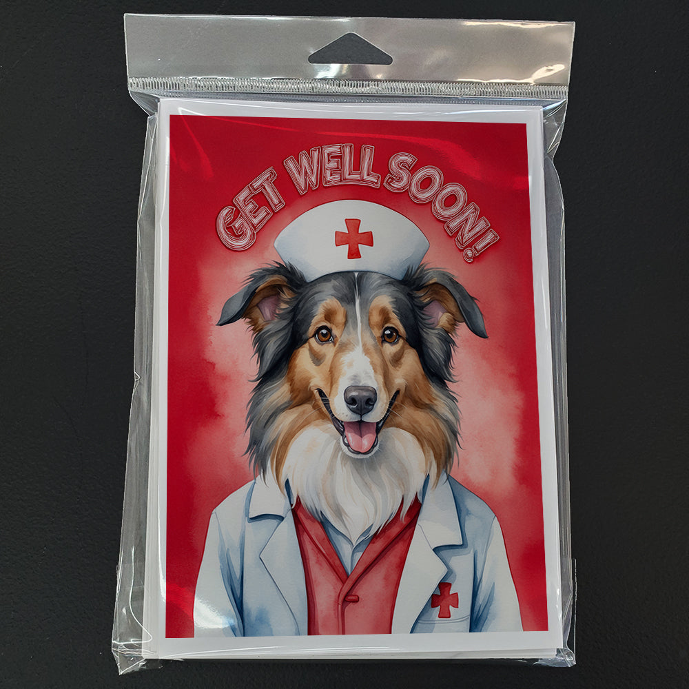 Collie Get Well Soon Greeting Cards Pack of 8
