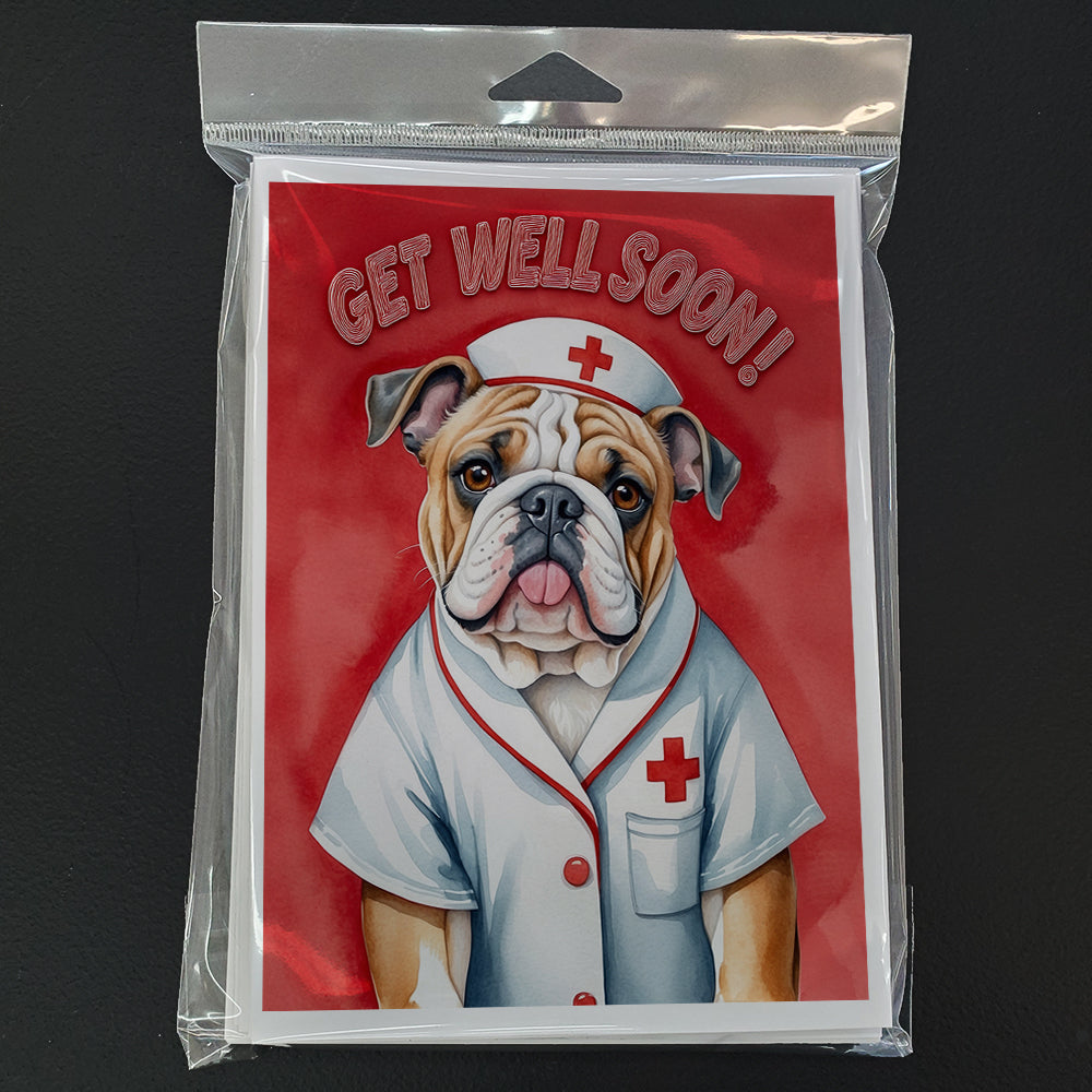 English Bulldog Get Well Soon Greeting Cards Pack of 8